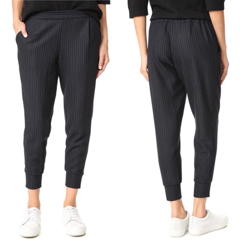 HATCH The Zoe Striped Wool Blend Crop Pants P
